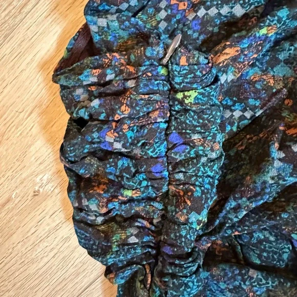 Free People- Multicolor Snake Print Mini Skirt with Ruching - Picture 7 of 8